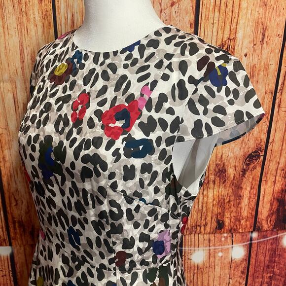 Ted Baker London Stelaar Wilderness animal print dress size 1 poly blend lined - Picture 1 of 6